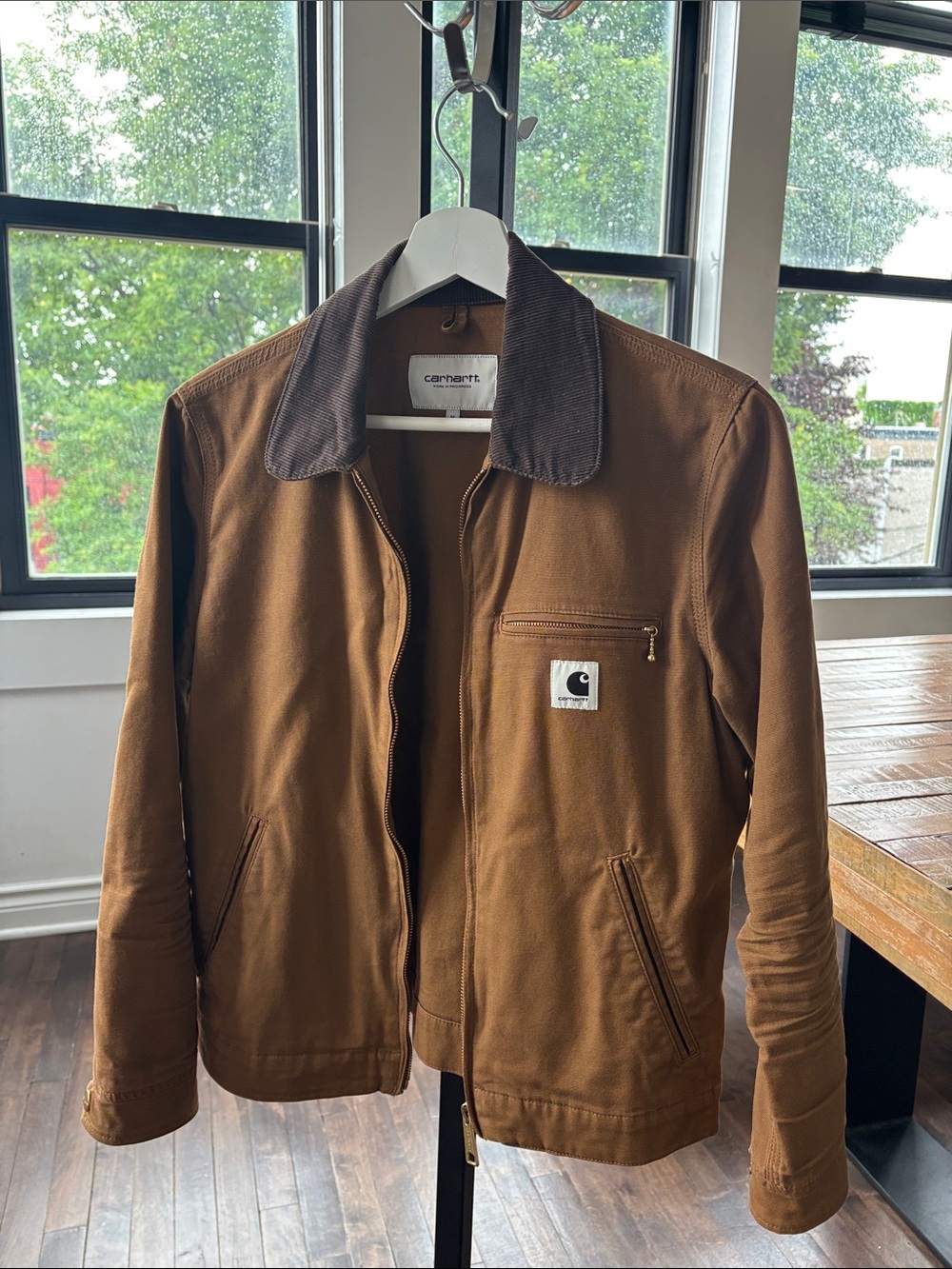 Carhartt Brown Duck Field Jacket with Dark Corduroy Collar